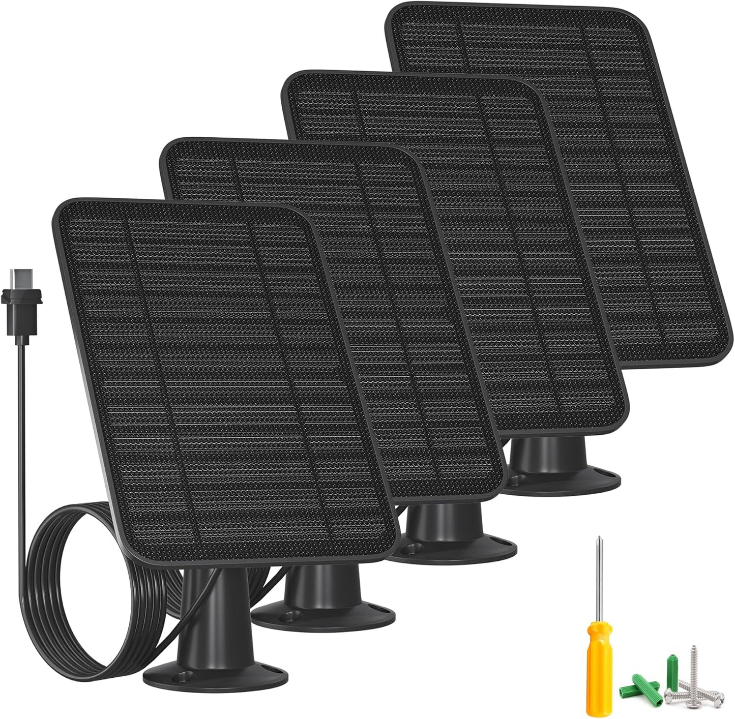 5W Solar Panel for Blink Camera Outdoor, Solar Panel Charger with Battery Compatible with New Blink Outdoor 4 (4Th Gen) Camera, with 13.1Ft Cable, IP65 Weatherproof, Includes Secure Wall Mount, 4 Pack