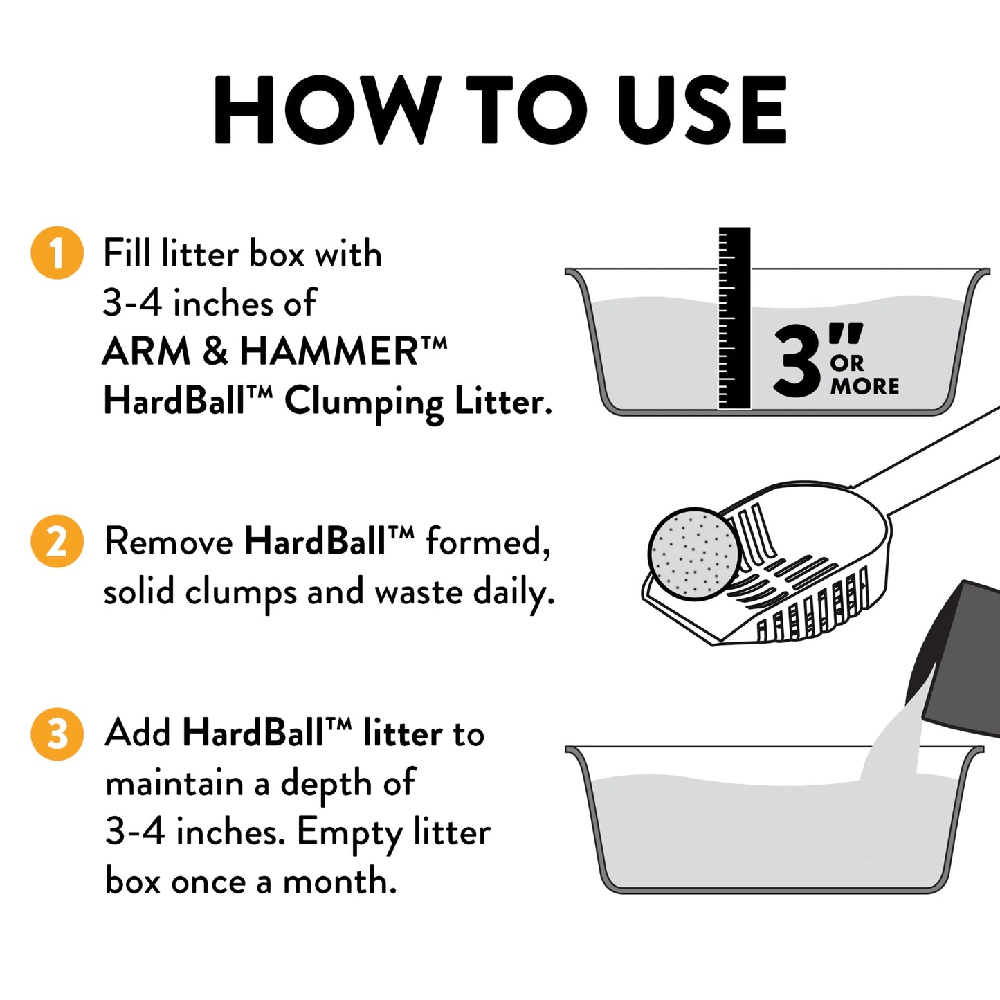 (3 Pack) Hardball Lightweight Cat Litter, Multi-Cat No-Mess Scoopable Clumping Litter, 10.5 Lb