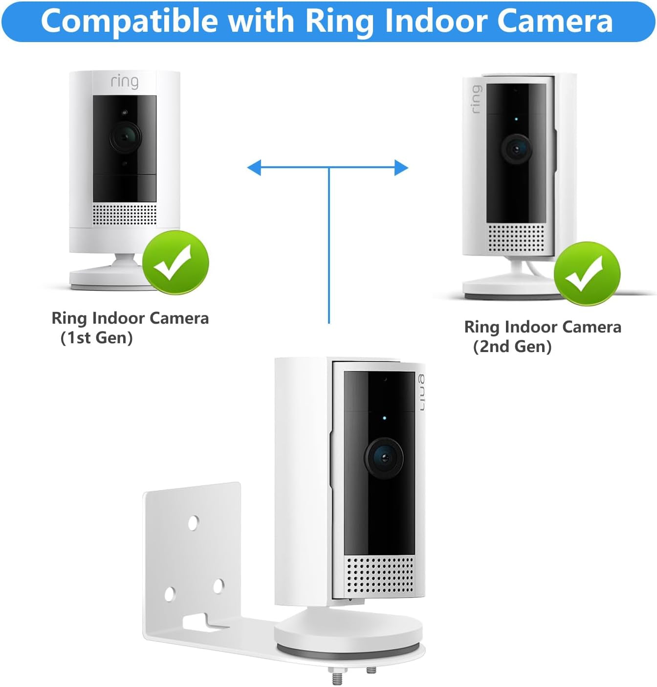Adhesive Wall Mount for Ring Indoor Cam (2Nd Gen and 1St Gen) - Metal Camera Hol