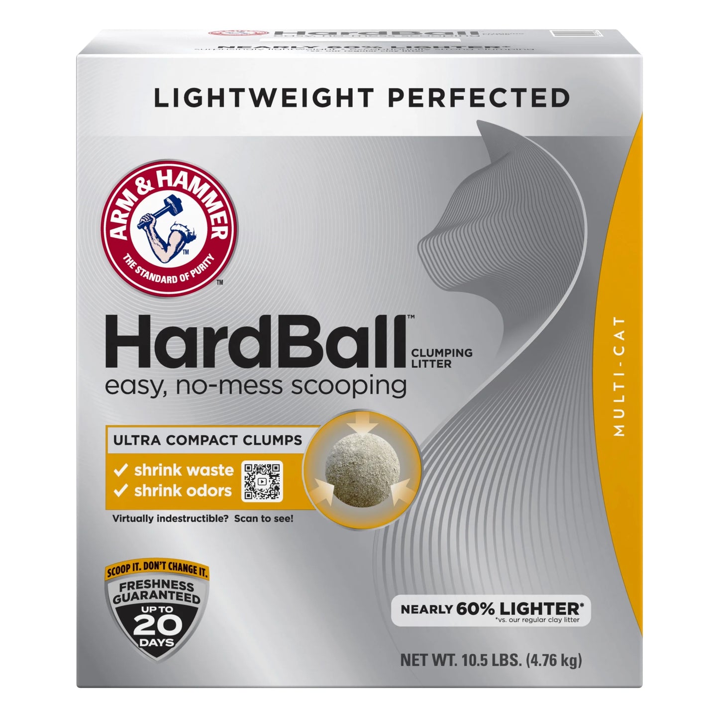 (3 Pack) Hardball Lightweight Cat Litter, Multi-Cat No-Mess Scoopable Clumping Litter, 10.5 Lb