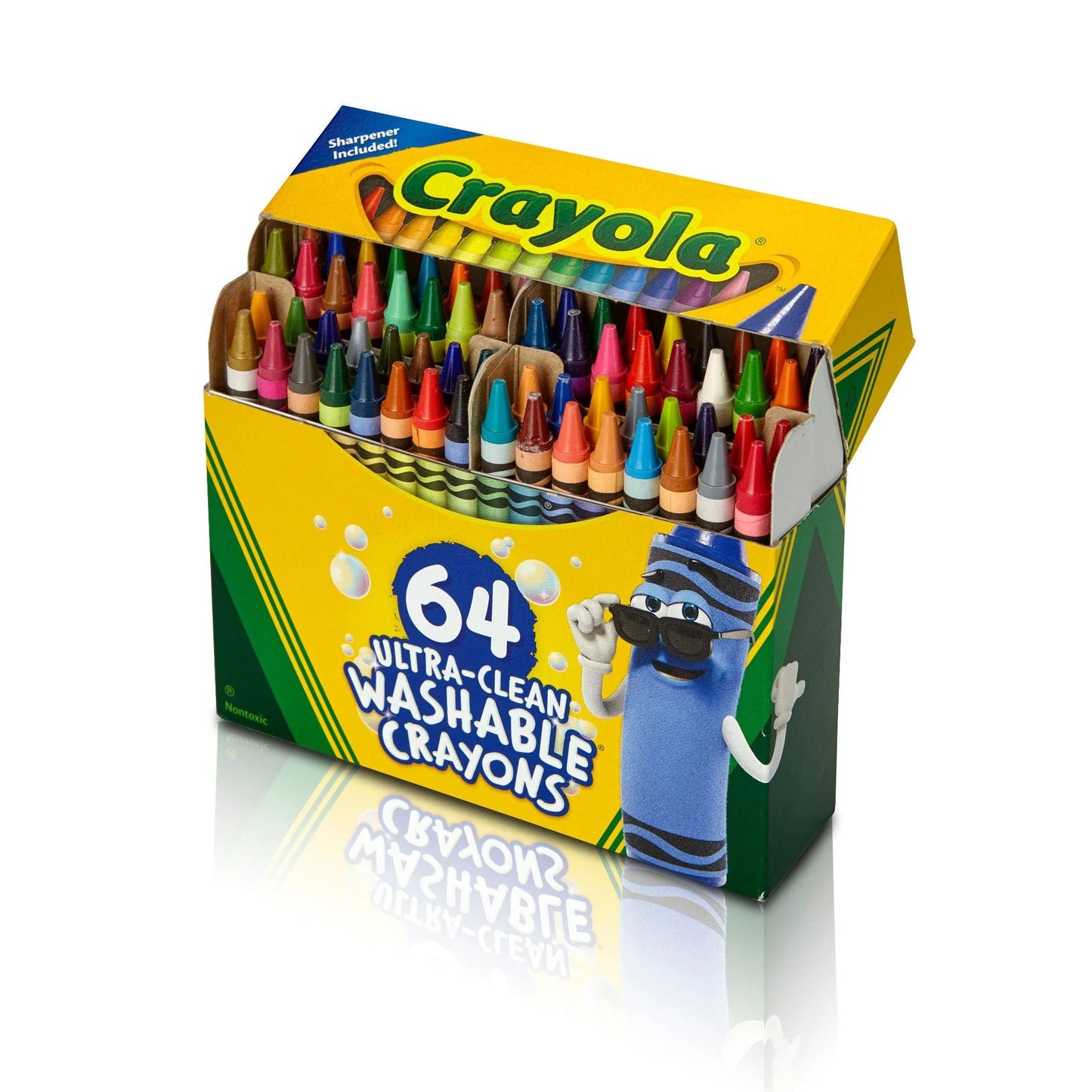 Ultra-Clean Washable Crayons with Sharpener, 64 Ct, Back to School Supplies, Art Supplies, Kids at Home Activities