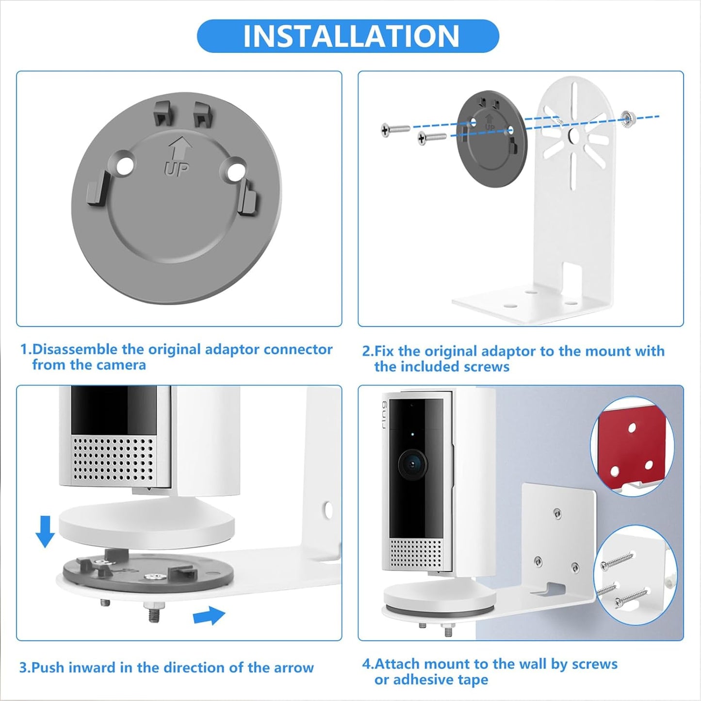 Adhesive Wall Mount for Ring Indoor Cam (2Nd Gen and 1St Gen) - Metal Camera Hol