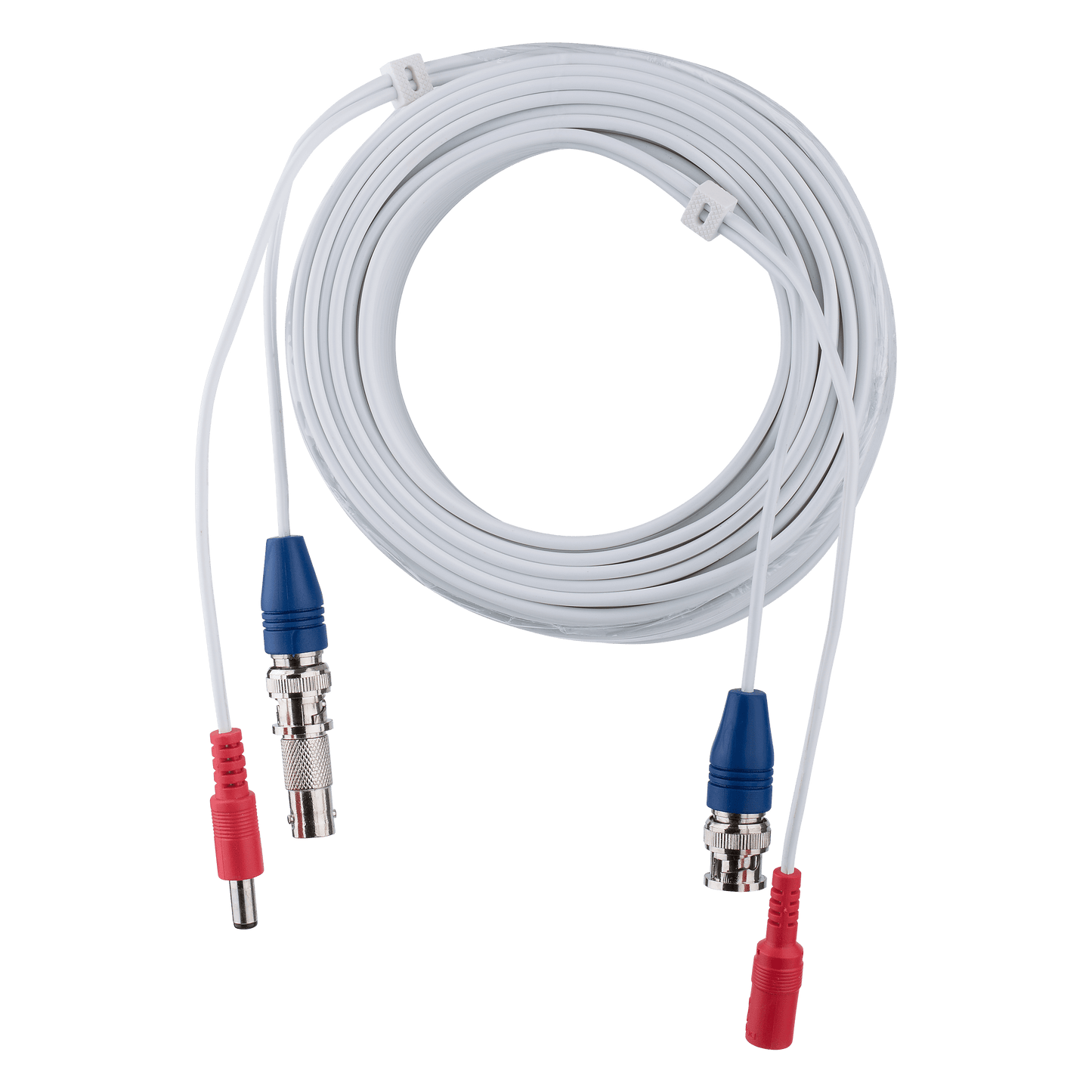 . BNC Video Power Wire Cord,100Ft,White, Wire for Security Camera, CCTV, DVR, Plug & Play