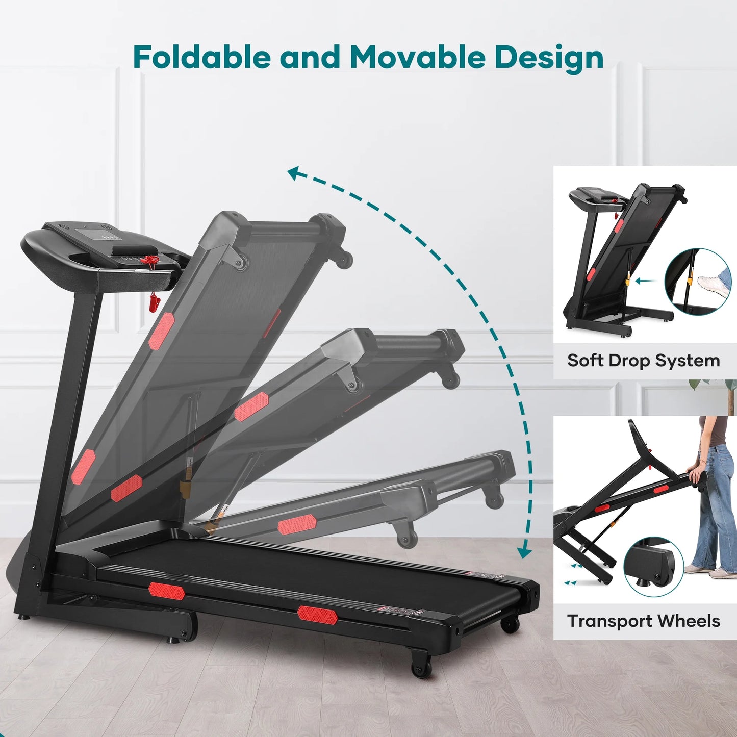 Treadmill with Auto Incline Bluetooth Voice Control 17" Wide Electric Treadmill Folding Machine 15 Level Auto 8.8 Mhp Speed for Home Use Gifts