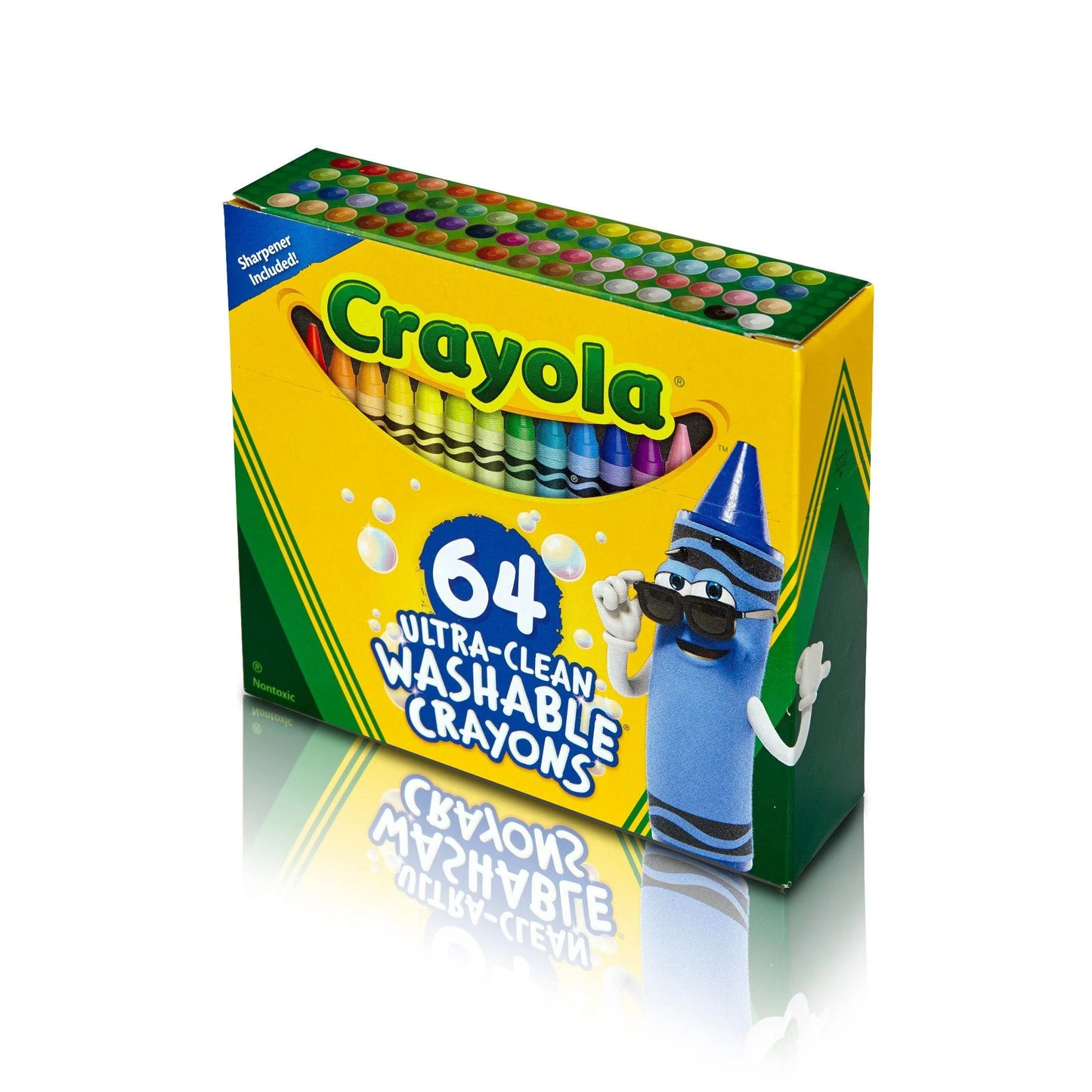 Ultra-Clean Washable Crayons with Sharpener, 64 Ct, Back to School Supplies, Art Supplies, Kids at Home Activities