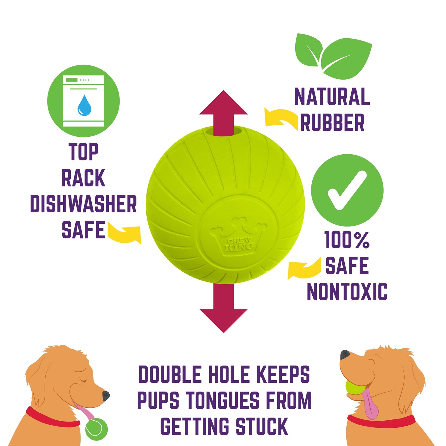 , 3 Inch Supreme Rubber Dog Balls (4-Pack) for Large Breeds