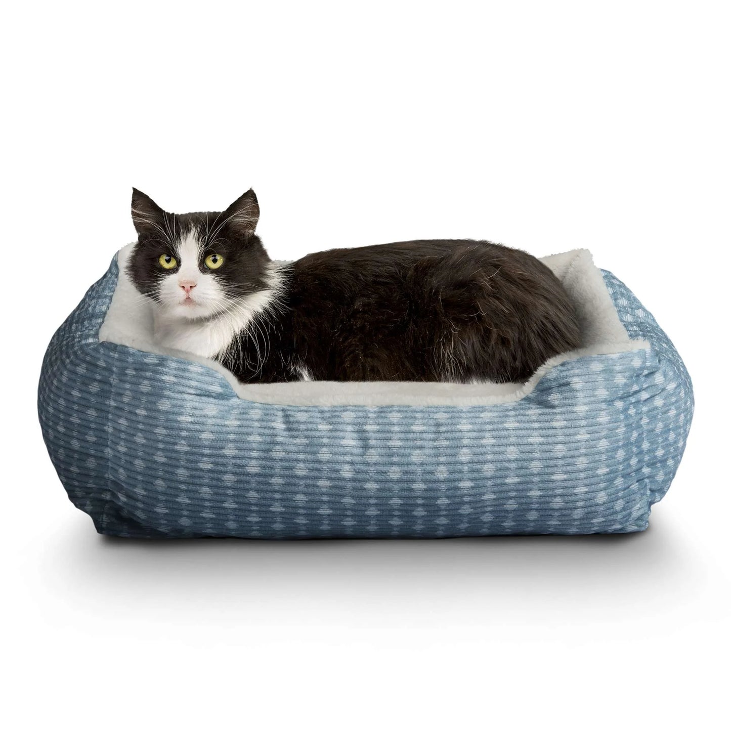 (3 Pack) Bed for Dogs & Cats, Plush Cuddler, Portable, Machine Washable, Blue & White, 19" × 15"