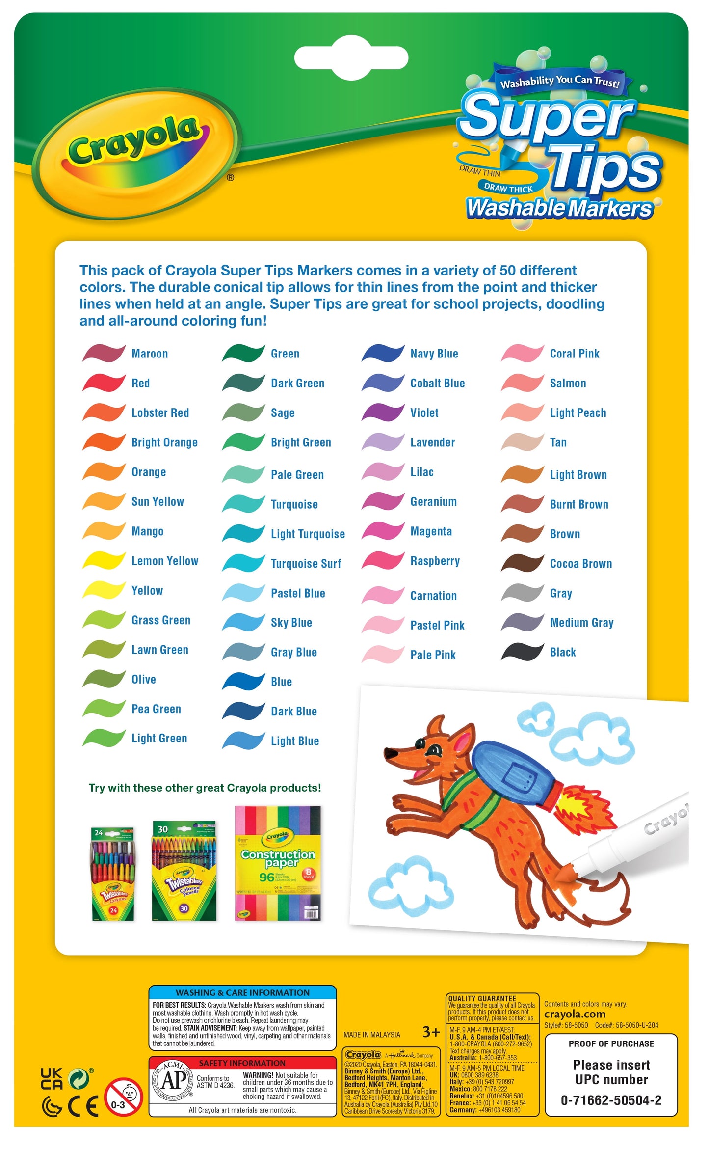 Super Tips Washable Markers for Kids, 50 Ct, Classroom Must Haves, Back to School Supplies, 3+