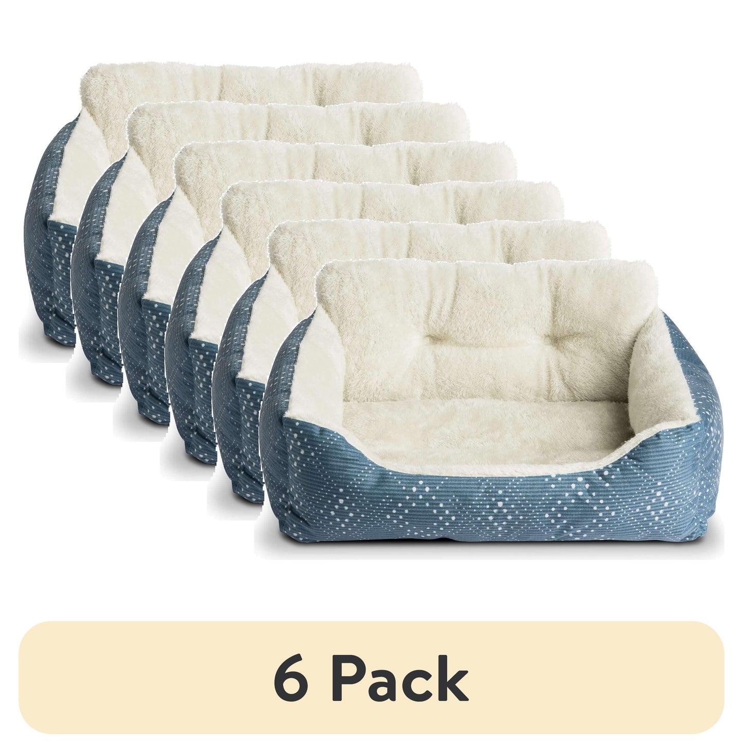 (6 Pack) Bed for Dogs & Cats, Plush Lounger, Portable, Machine Washable, Blue, 21" X 17"