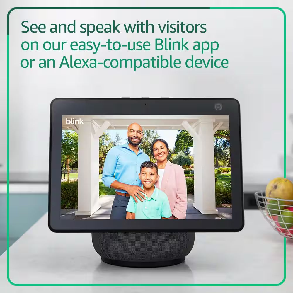 Video Doorbell System - Wireless - Battery Operated Smart Video Doorbell Camera and Included Sync Module Core,White