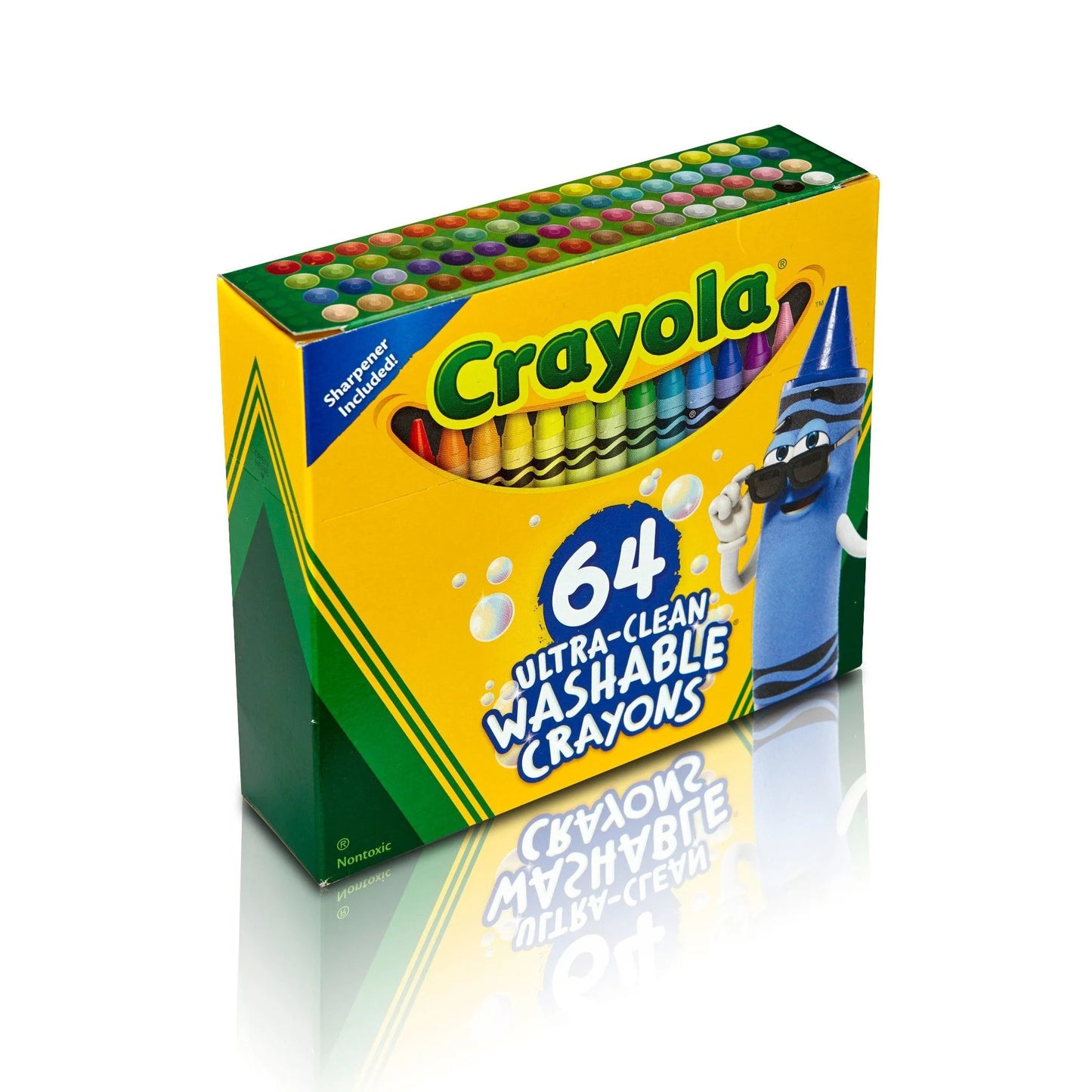 Ultra-Clean Washable Crayons with Sharpener, 64 Ct, Back to School Supplies, Art Supplies, Kids at Home Activities