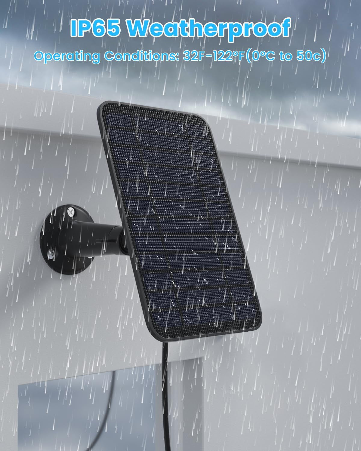 5W Solar Panel for Blink Camera Outdoor, Solar Panel Charger with Battery Compatible with New Blink Outdoor 4 (4Th Gen) Camera, with 13.1Ft Cable, IP65 Weatherproof, Includes Secure Wall Mount, 4 Pack