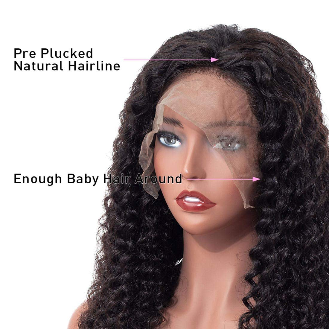 VSHOW Hair Lace Front Pre-Plucked Wigs Human Hair Indian Deep Wave Wet and Wavy Virgin Hair 130% Density 18 Inches for Black Women