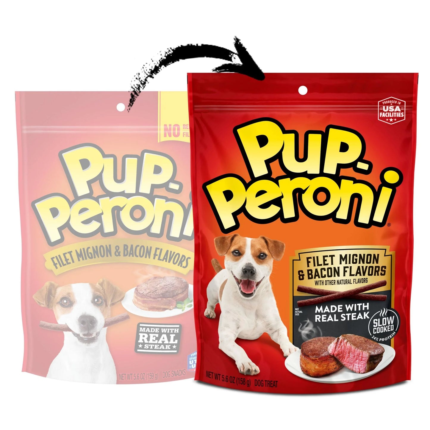 (4 Pack) Pup Peroni Filet Mignon & Bacon Flavor Dog Treats, 5.6Oz Bag
