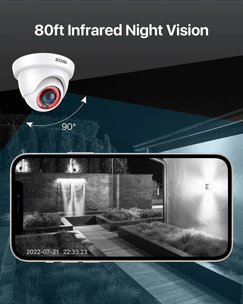 8CH DVR Security Camera System, 4Pcs 1080P Dome Outdoor Security Cameras, Motion Detection