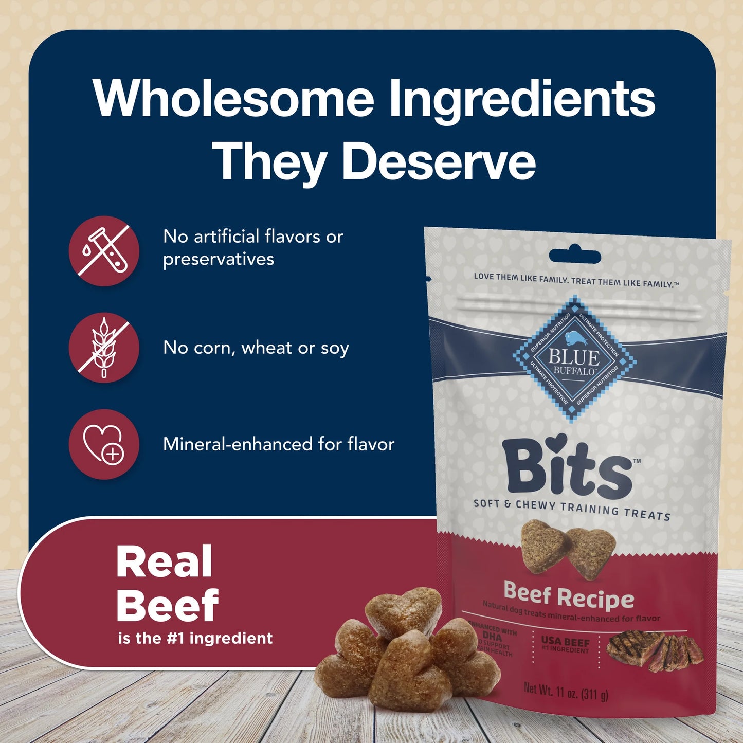 Bits Soft Dog Treats for Training, Enhanced with DHA, 11-Oz. Bag