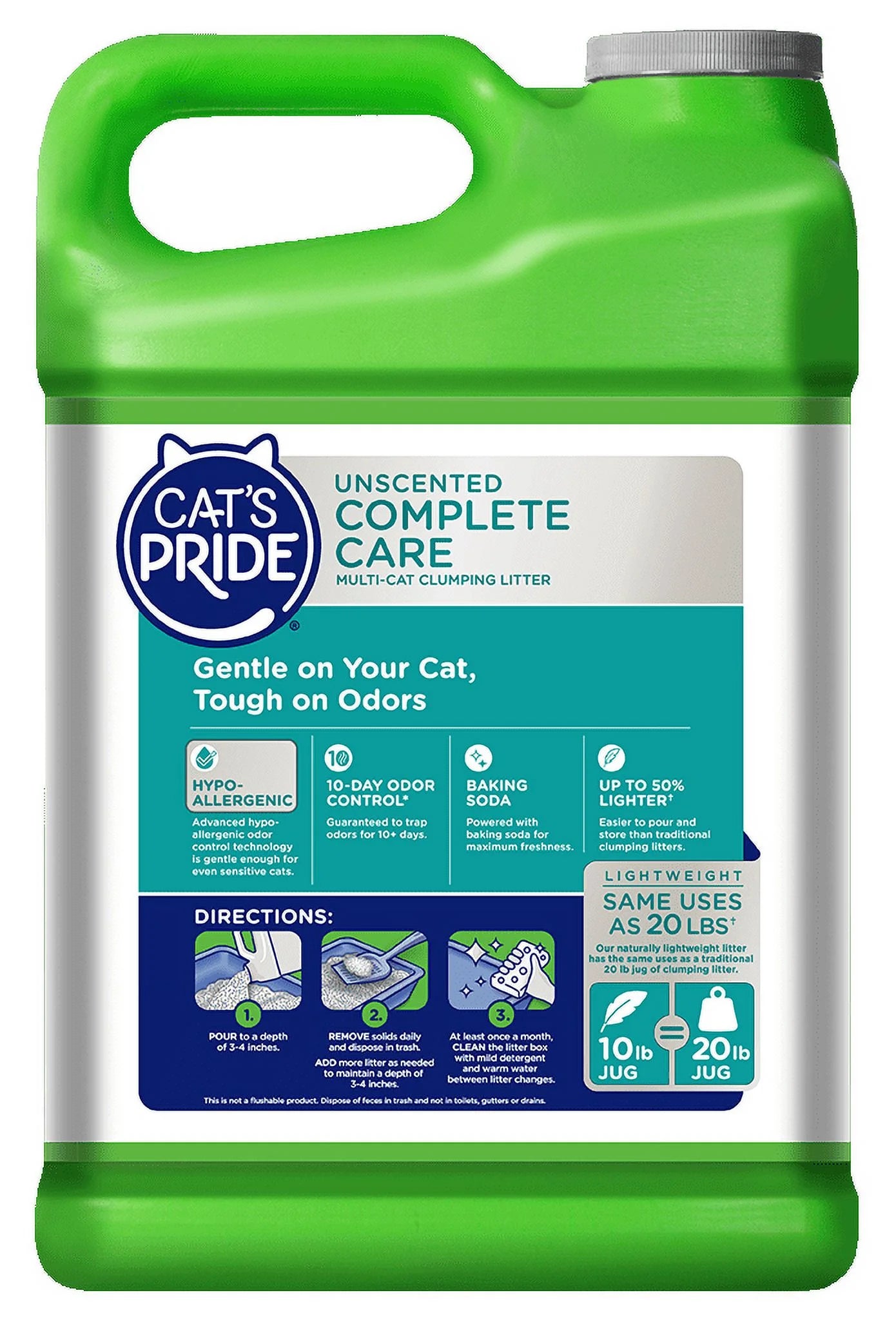 (2 Pack) Complete Care Unscented Multi-Cat Clumping Clay Cat Litter, 10 Lb Jug