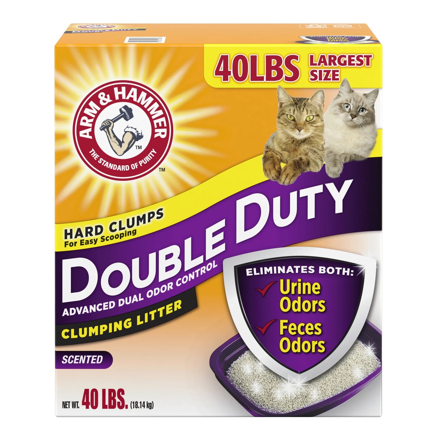 (3 Pack) Double Duty Cat Litter, Advanced Odor Control Clumping Cat Litter, Scented, 40 Lb