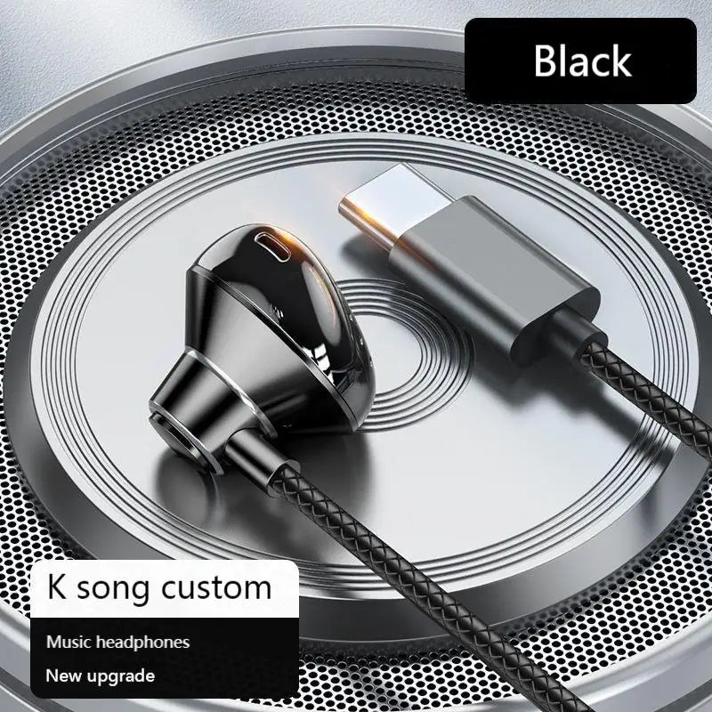 #Type C Headphones Hifi Bass Stereo Volume Control Headset with HD Mic 3.5Mm Wired Earbuds for Iphone15/Samsung Galaxy Earphones