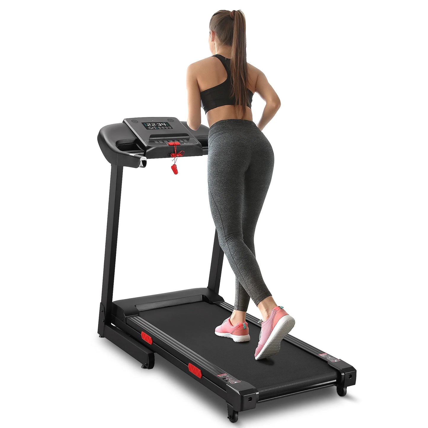 Treadmill with Auto Incline Bluetooth Voice Control 17" Wide Electric Treadmill Folding Machine 15 Level Auto 8.8 Mhp Speed for Home Use Gifts