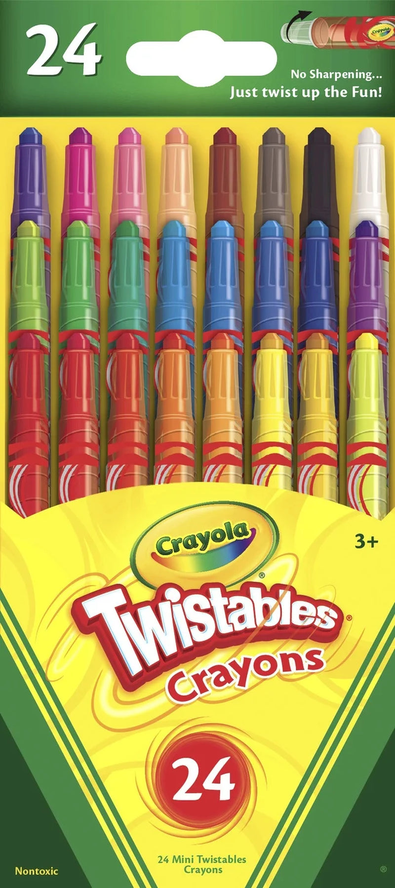 (3 Pack) Twistables Mini Crayon Set, 24 Ct, Back to School Supplies, Multi-Color