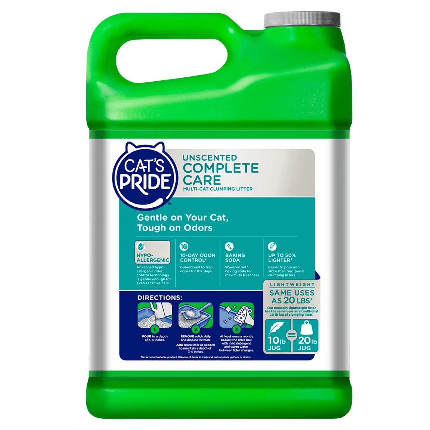 (2 Pack) Complete Care Unscented Multi-Cat Clumping Clay Cat Litter, 10 Lb Jug