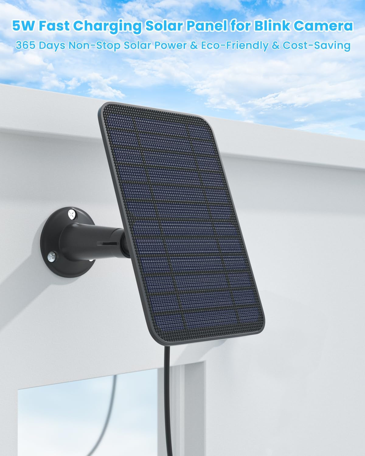 5W Solar Panel for Blink Camera Outdoor, Solar Panel Charger with Battery Compatible with New Blink Outdoor 4 (4Th Gen) Camera, with 13.1Ft Cable, IP65 Weatherproof, Includes Secure Wall Mount, 4 Pack