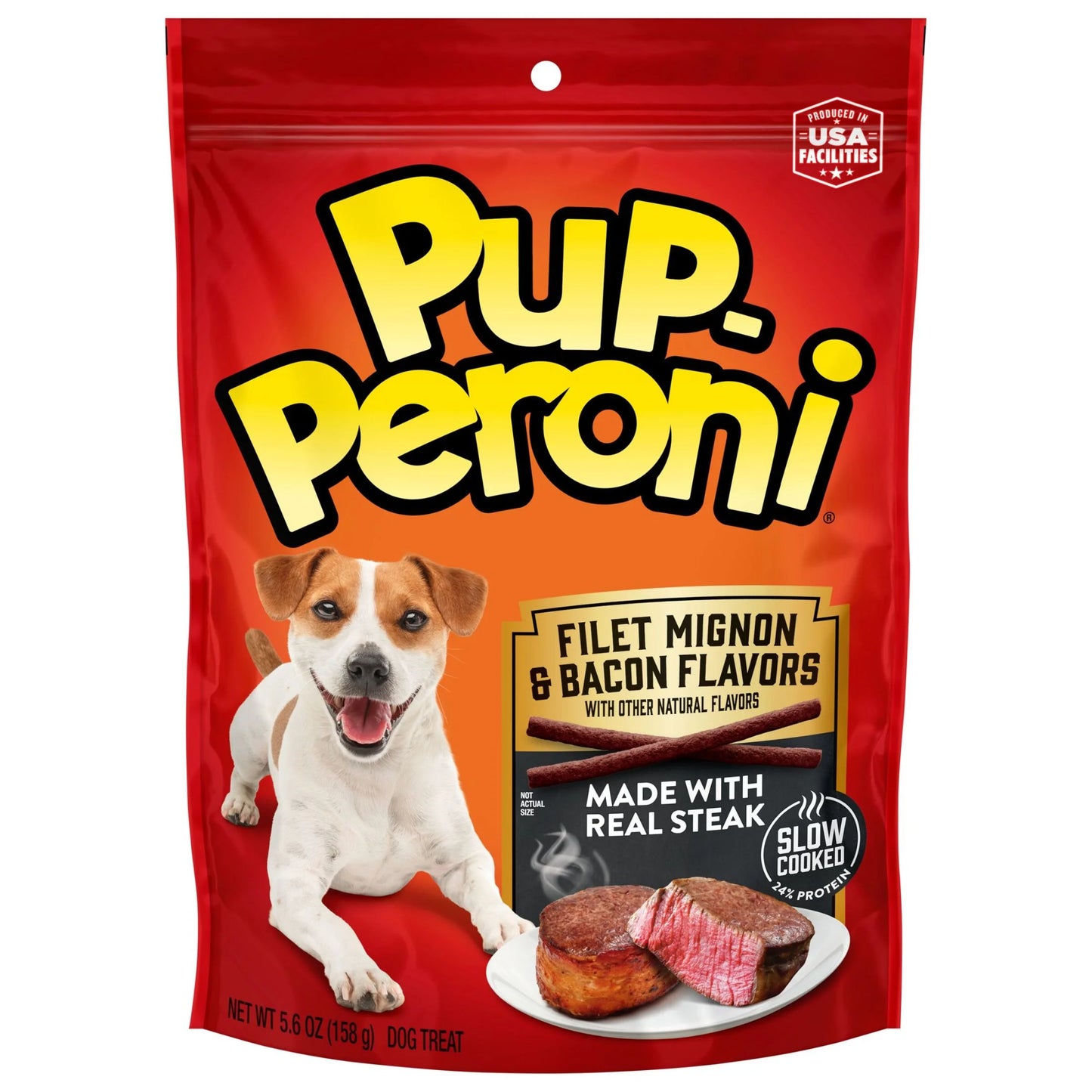 (4 Pack) Pup Peroni Filet Mignon & Bacon Flavor Dog Treats, 5.6Oz Bag