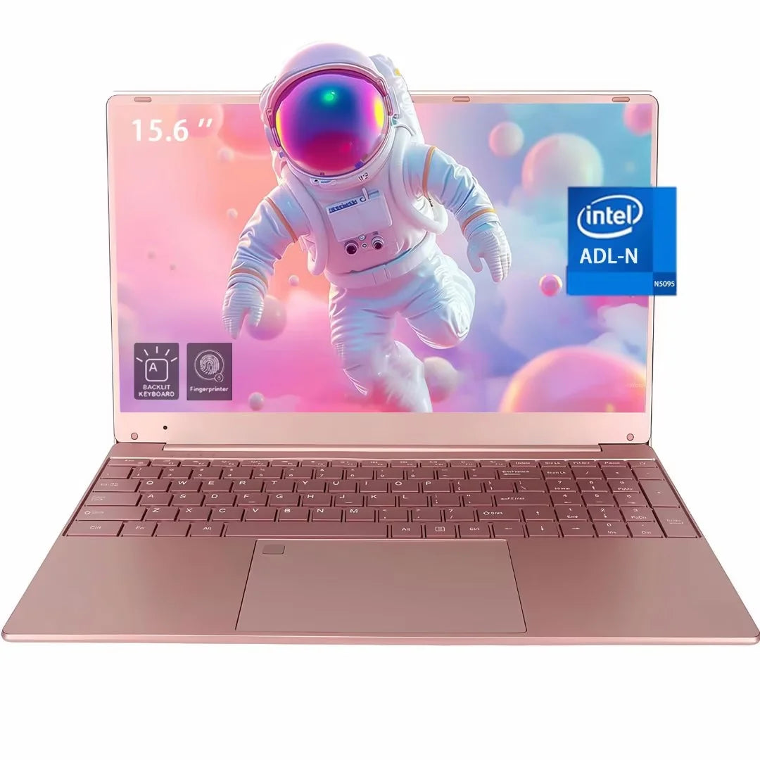 15.6" Business Laptop Office 2024 Windows 11 Pro 16GB RAM 512GB SSD Intel Celeron N5095 Backlit Keyboard Work Laptop Back to School Essentials for Students Rose Gold