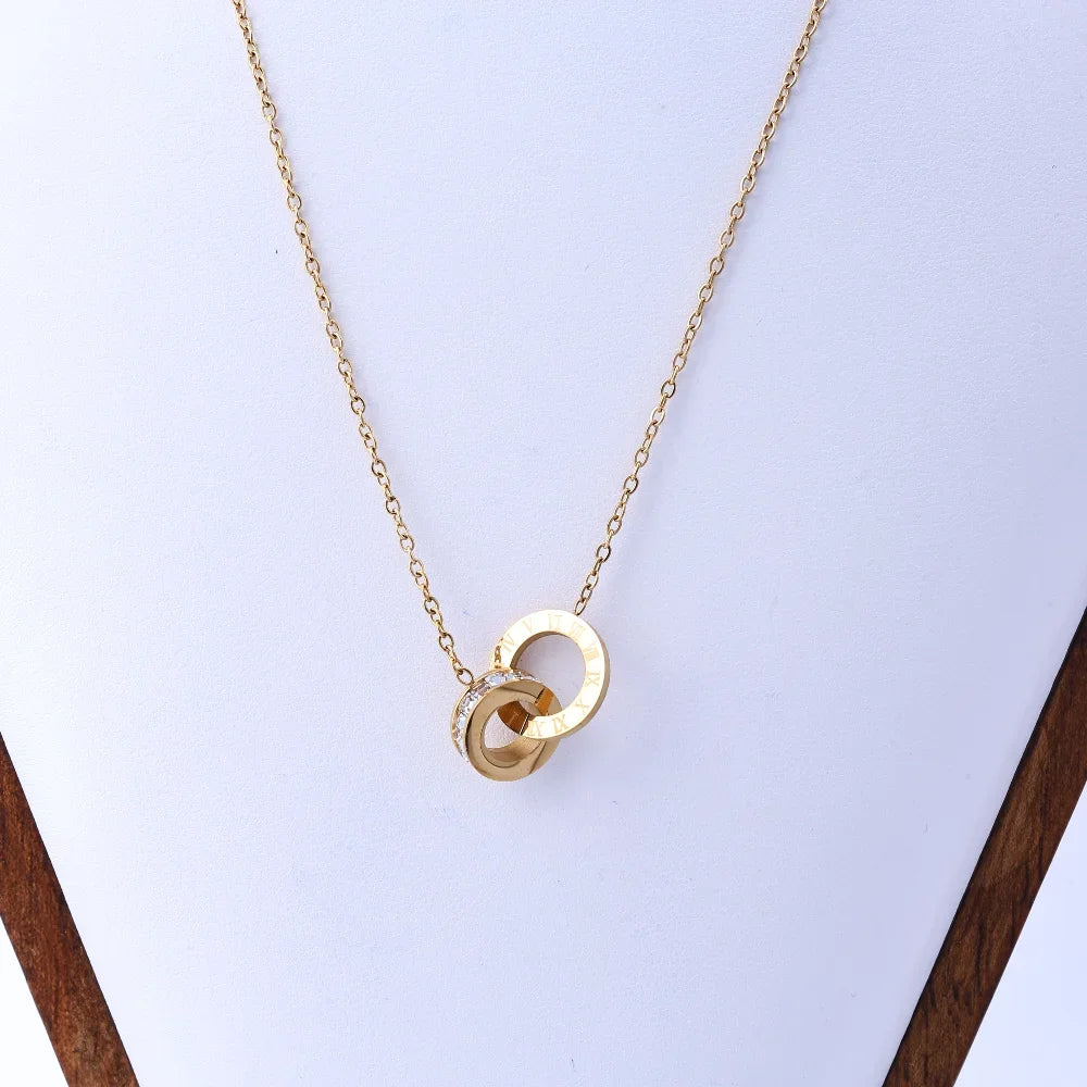 Titanium Steel Necklace Women'S Personality Luxury Combination Necklace Niche Design Style European and American Fashion Popular