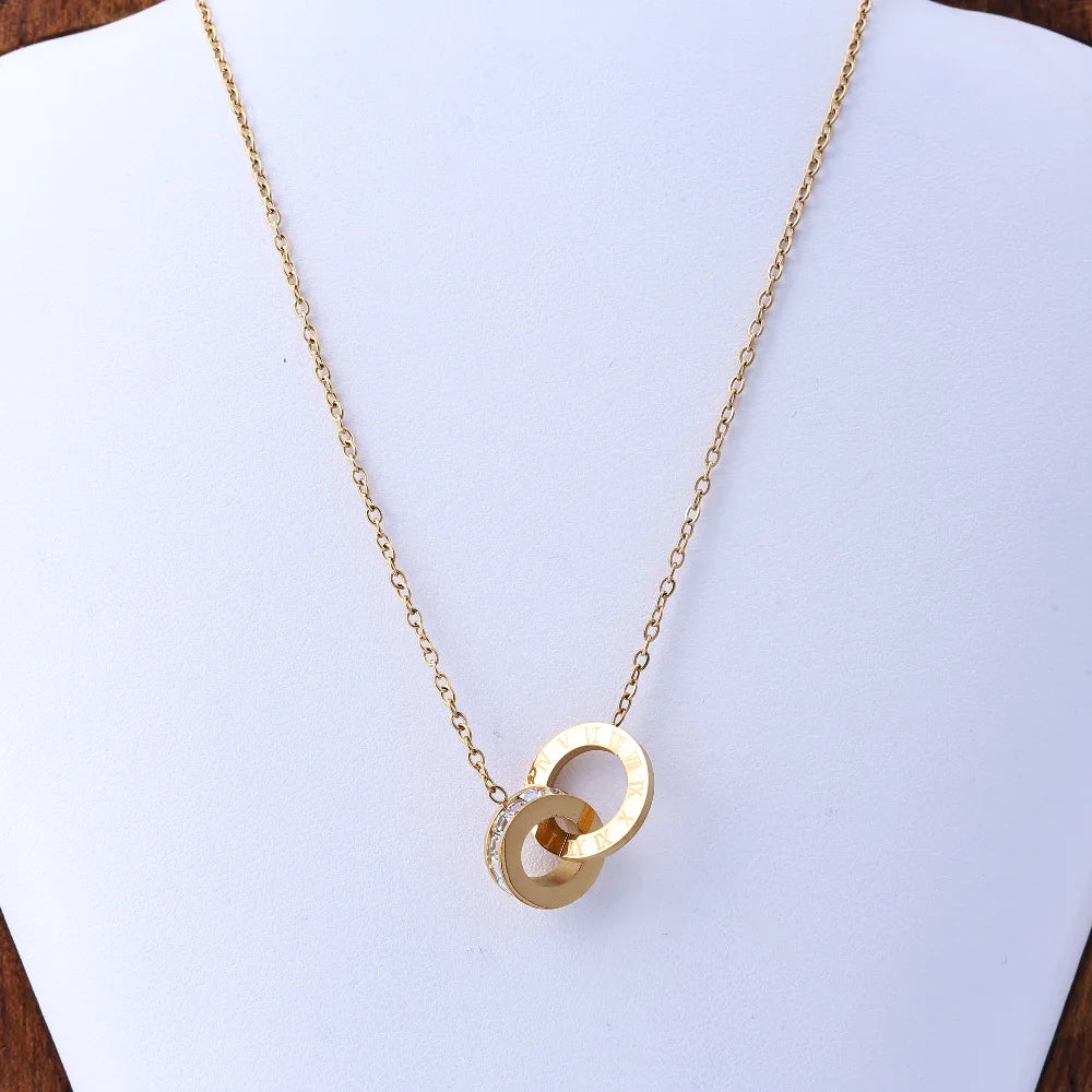 Titanium Steel Necklace Women'S Personality Luxury Combination Necklace Niche Design Style European and American Fashion Popular
