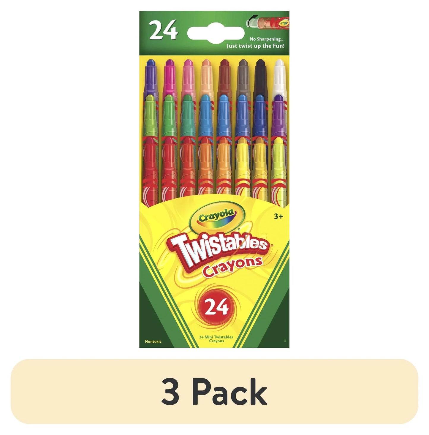 (3 Pack) Twistables Mini Crayon Set, 24 Ct, Back to School Supplies, Multi-Color