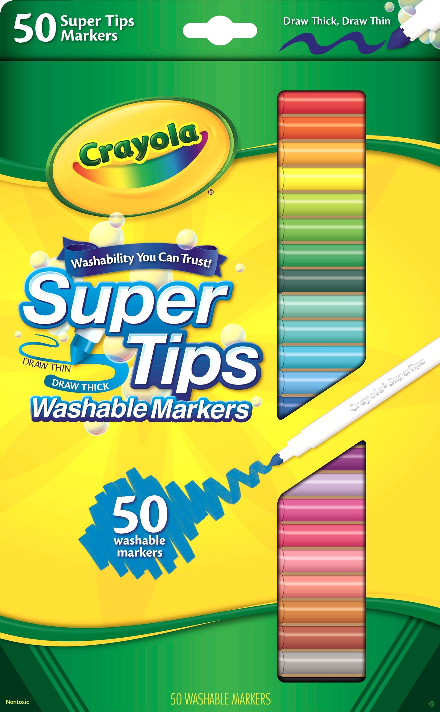 Super Tips Washable Markers for Kids, 50 Ct, Classroom Must Haves, Back to School Supplies, 3+