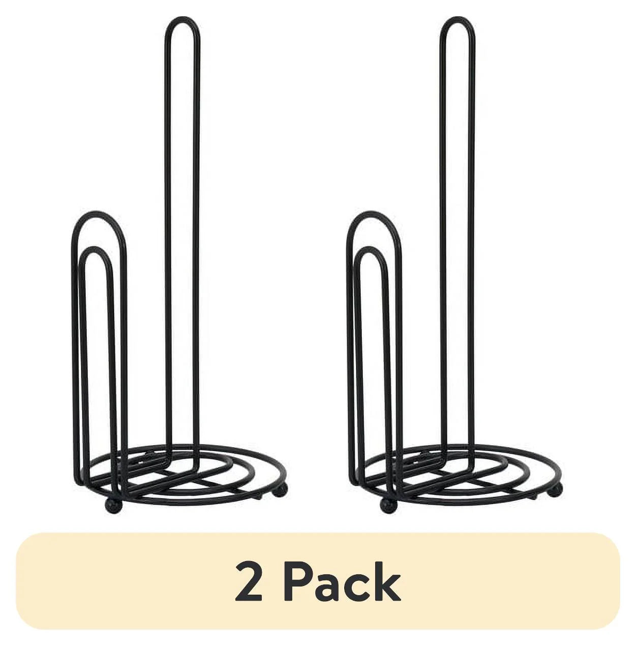 (2 Pack) 13.1" Stylish Metal Wire Paper Towel Holder, Black