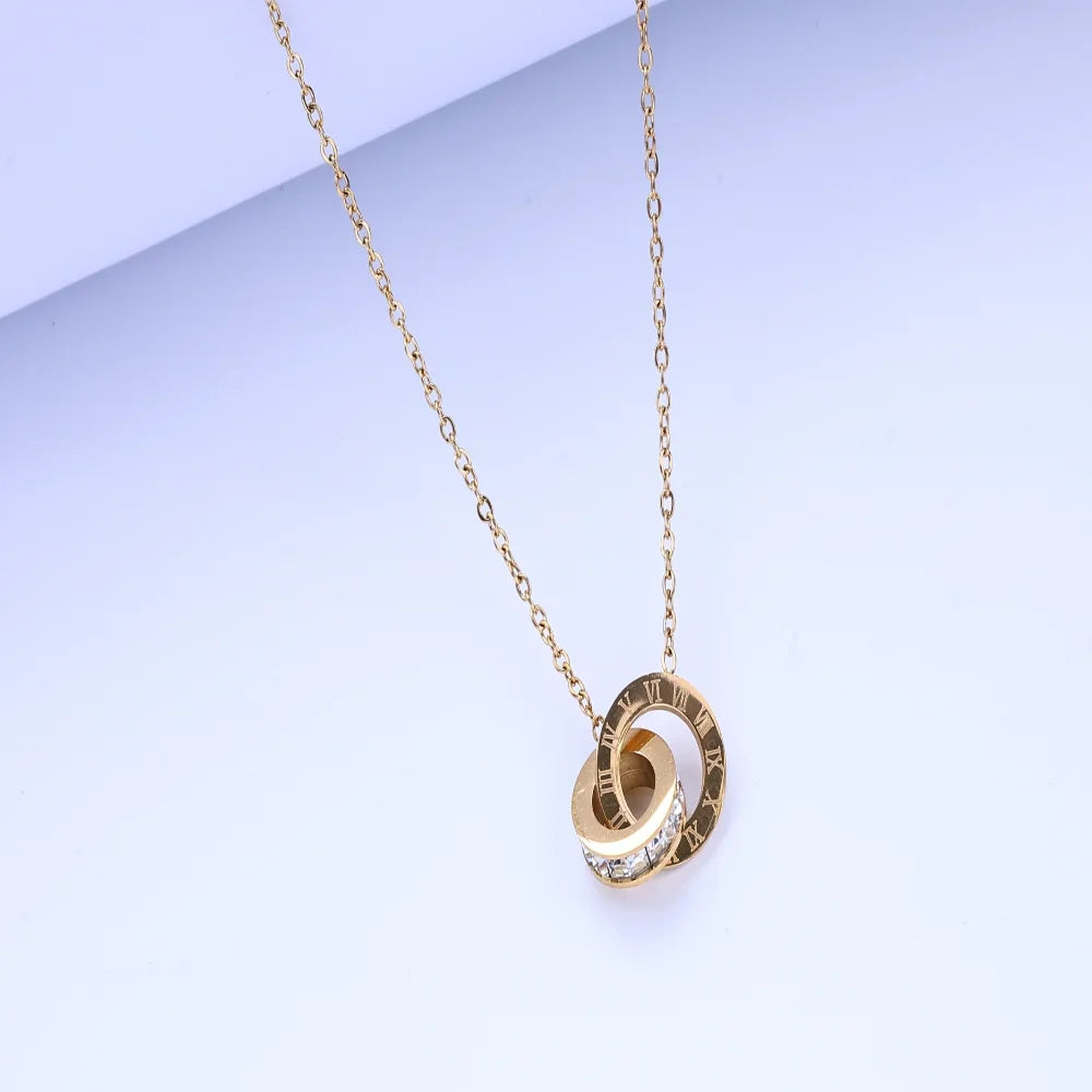 Titanium Steel Necklace Women'S Personality Luxury Combination Necklace Niche Design Style European and American Fashion Popular