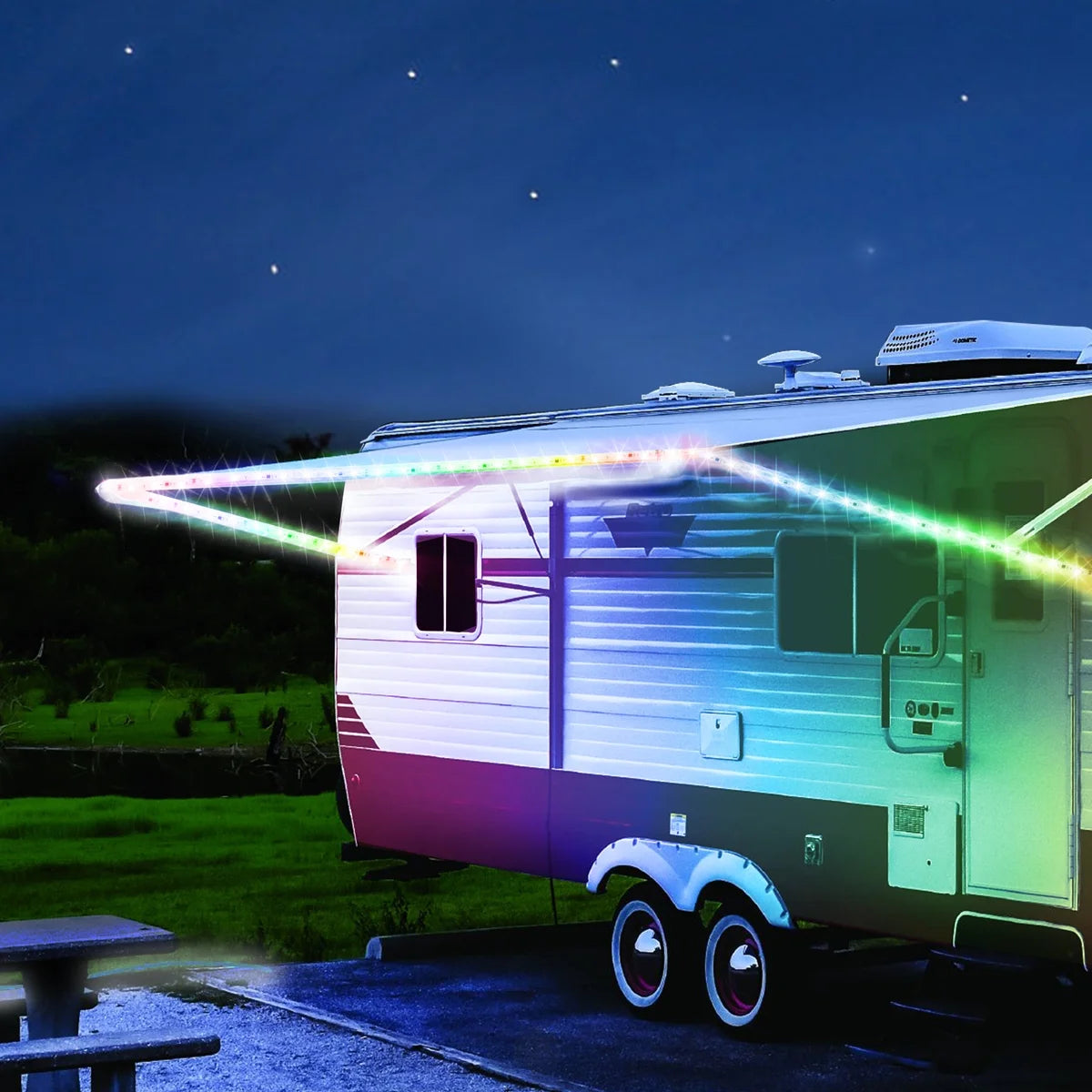 120 Volts Multicolor LED Strip Lights with Remote Control for RV Vehicle