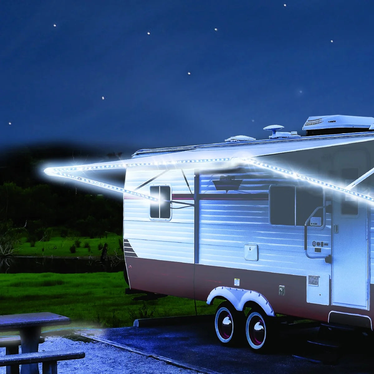 120 Volts Multicolor LED Strip Lights with Remote Control for RV Vehicle