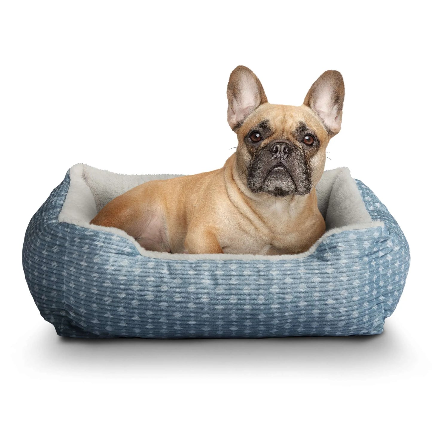 (3 Pack) Bed for Dogs & Cats, Plush Cuddler, Portable, Machine Washable, Blue & White, 19" × 15"