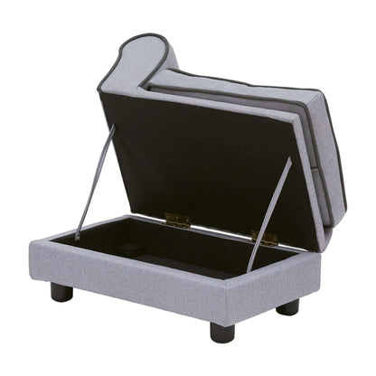 Ivan Chaise Lounge Dog Bed with Storage for Pets up to 66 Lbs, Gray