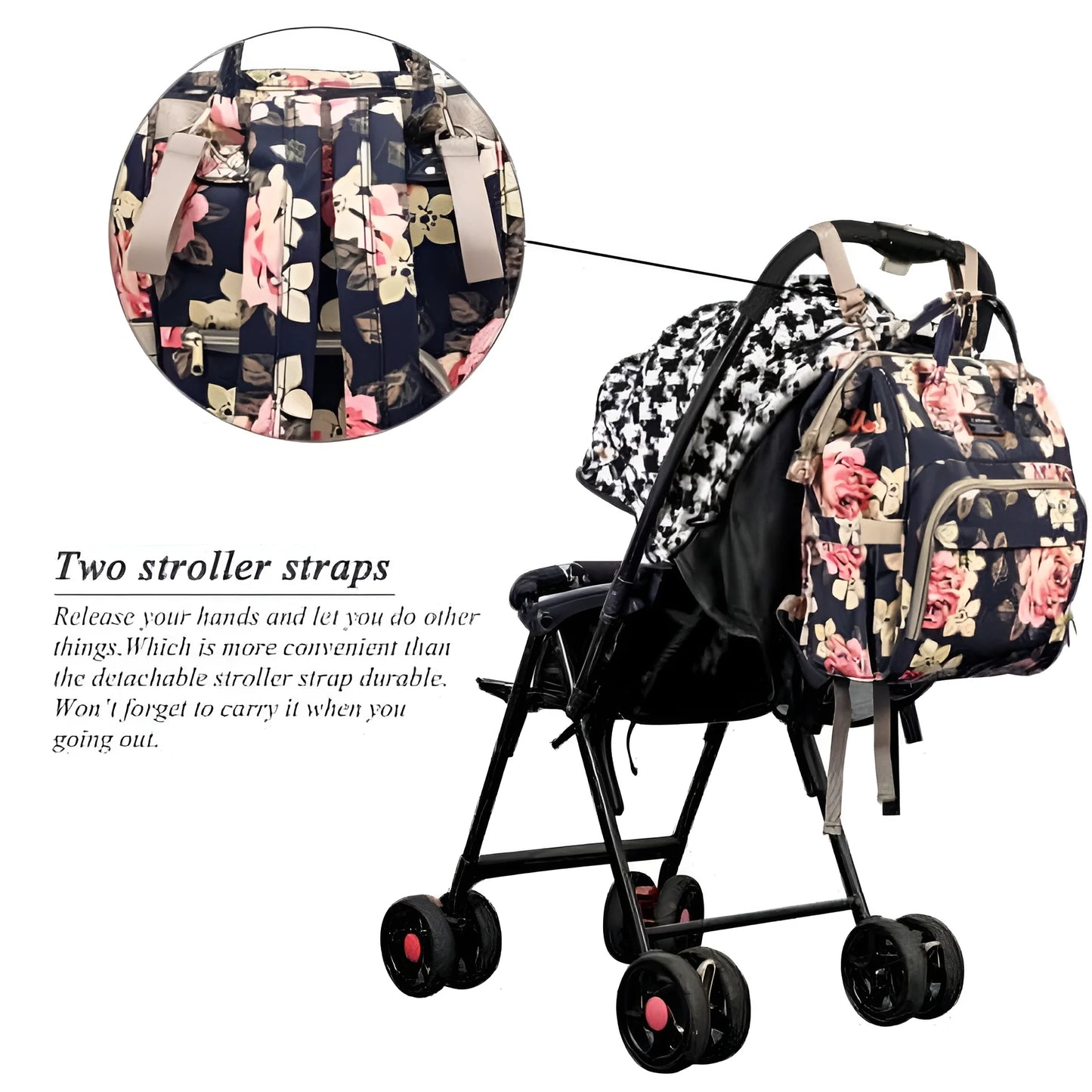 LEQUEEN Large PU Leather Baby Diaper Bag with Nappy Changing Pad Mummy Backpack Back to School Schoolbag,Black