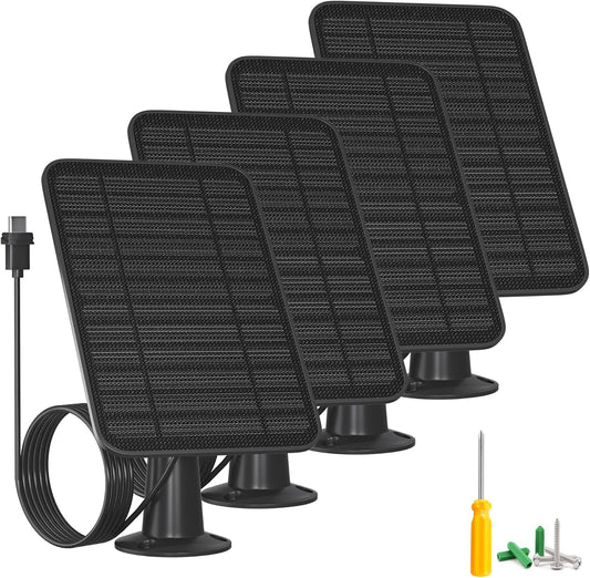 5W Solar Panel for Blink Camera Outdoor, Solar Panel Charger with Battery Compatible with New Blink Outdoor 4 (4Th Gen) Camera, with 13.1Ft Cable, IP65 Weatherproof, Includes Secure Wall Mount, 4 Pack