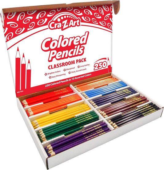Colored Pencils Bulk Class Pack 250Ct 10 Assorted Colors, Back to School Supply List Essential, Bulk Pack for School Supply Rooms and in Class for Teachers