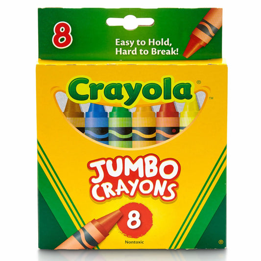 Jumbo Crayon Set, 8 Ct, Kindergarten and Preschool Supplies, Classroom Essentials, Coloring Gift for Toddlers, Ages 3+