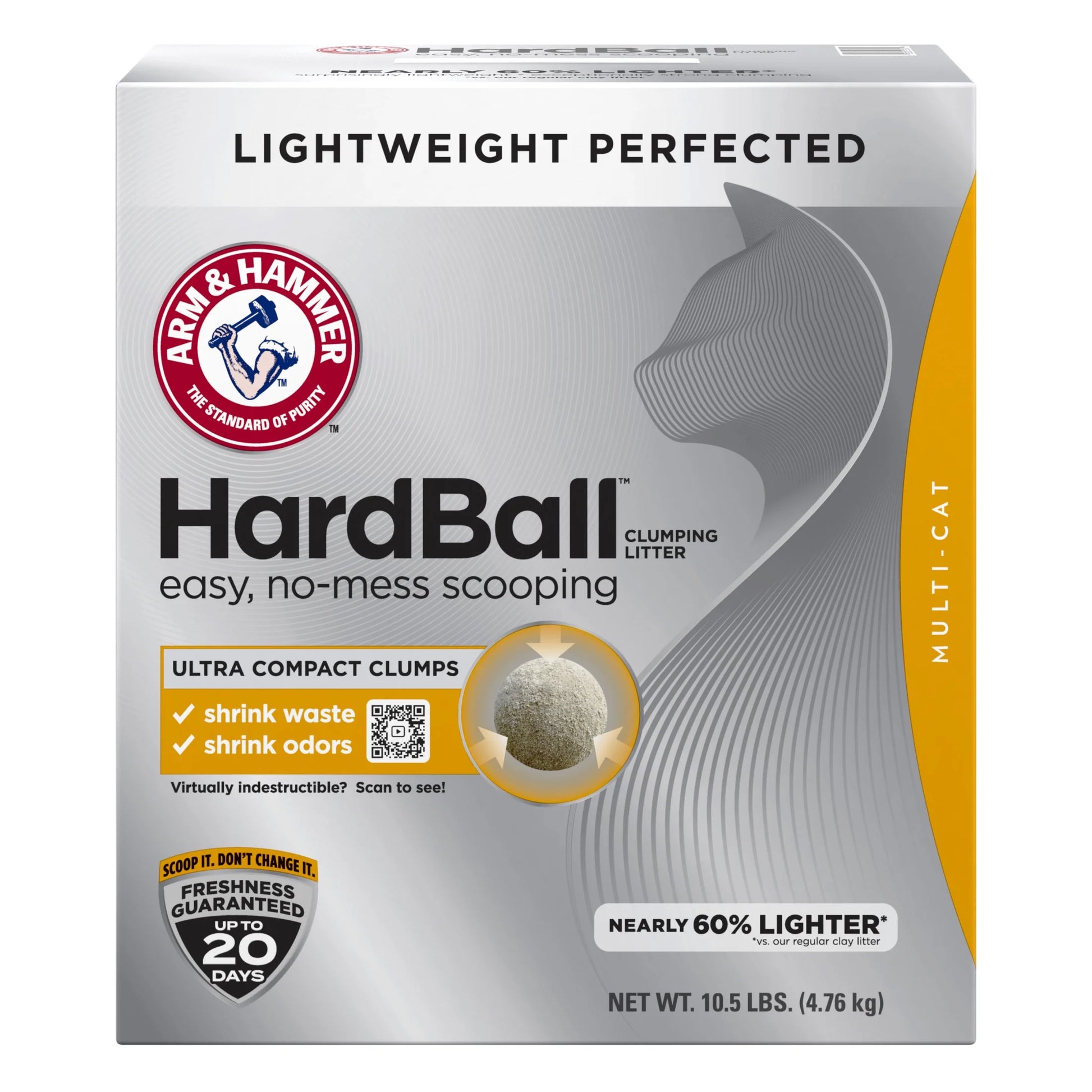 (3 Pack)  Hardball Lightweight Cat Litter, Multi-Cat No-Mess Scoopable Clumping Litter, 10.5 Lb