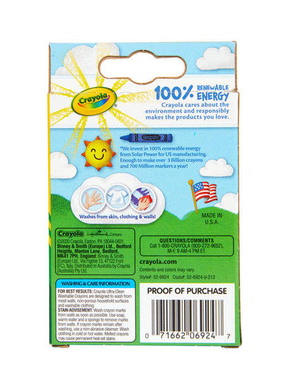 Ultra-Clean Washable Crayons, 24 Ct, School Supplies for Kids, Classroom Must Haves for Teachers, Gifts, Ages 3+