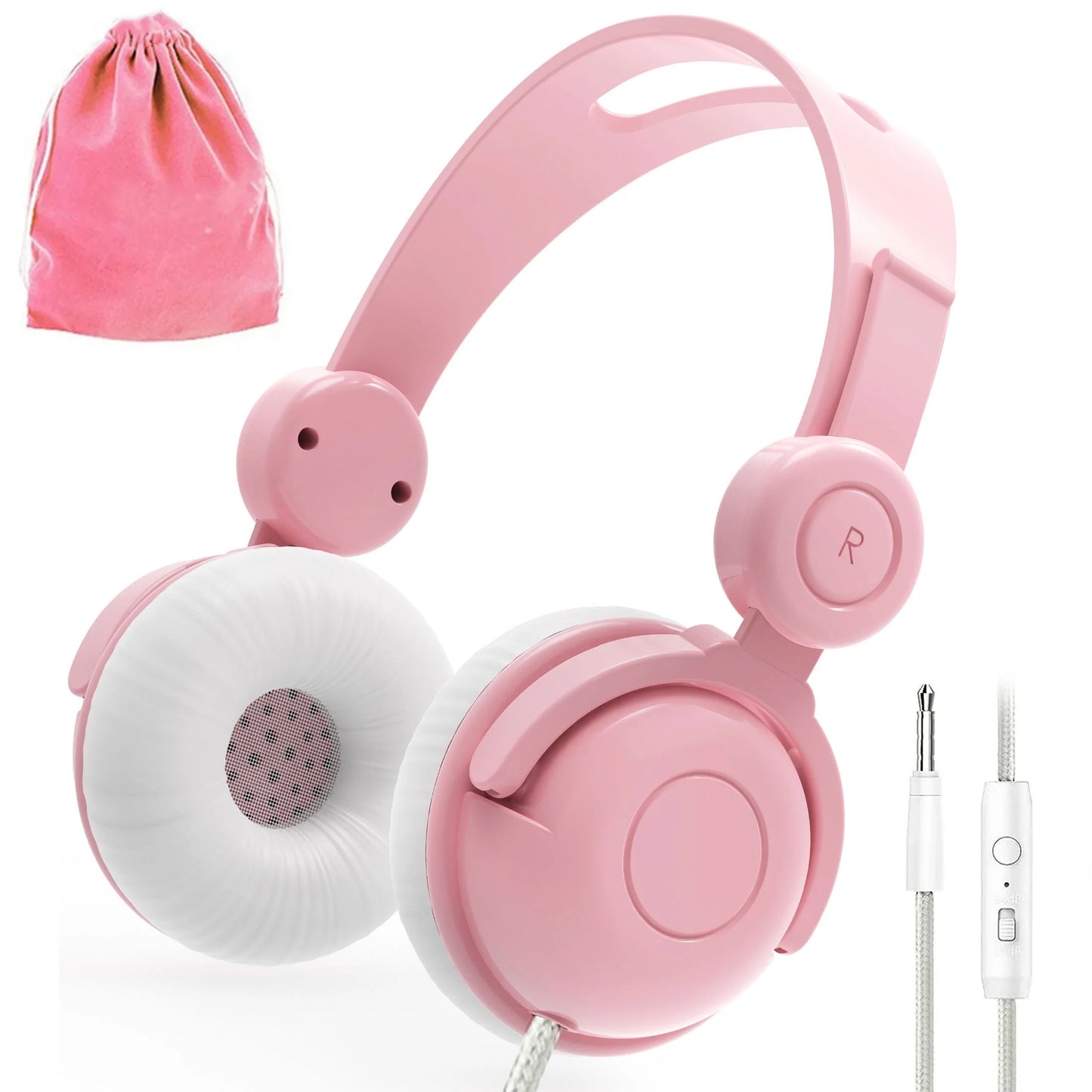 Kids Headphones for Girls with Microphone, Wired Kids Headphones for School Pad Phone Tablet, 85Db Volume Limited Hearing Protection, Preschool Graduation and Back to School Gifts for Kids