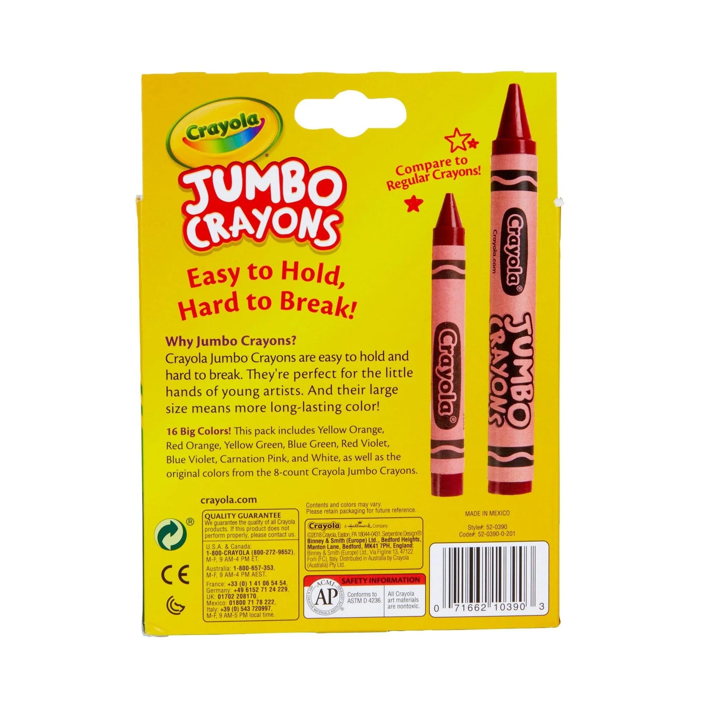 Jumbo Crayon Set, 16 Ct, Kindergarten School Supplies, Toddler Crayons, Gifts for Toddlers