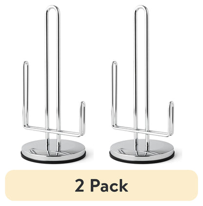 (2 Pack)  Paper Towel Holder with Non-Slip Base, 13.7 Inch, Chrome
