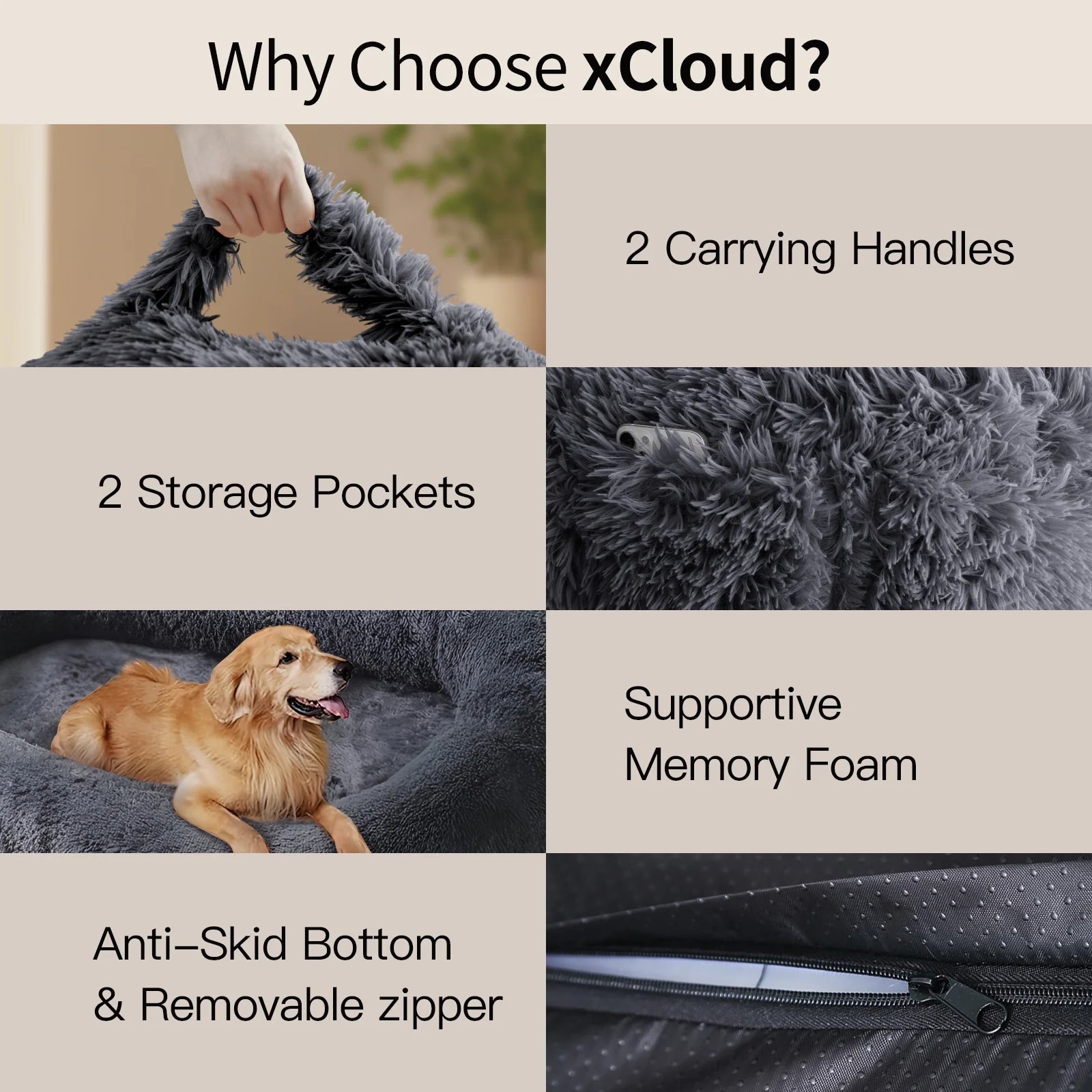 Human Dog Bed, 75''X45''X14'' Large Size Fits for Adults, Washable Cover Dog Bed, Present Plump with Pillow and Blanket, Dark Gray