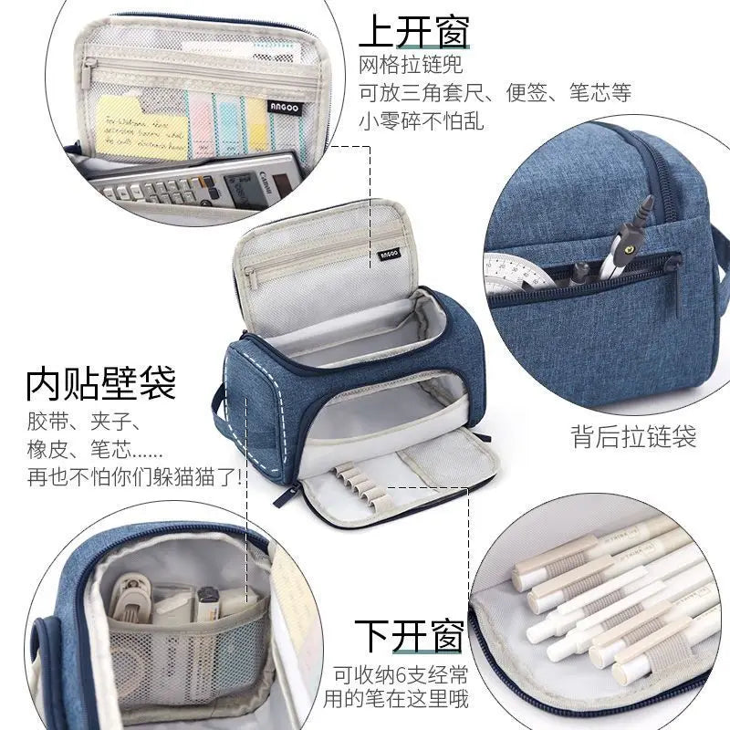 Large Capacity Multifunctional Pencil Case Double Layer Large Capacity Pencil Bag Cute Back to School Stationery Supplies New